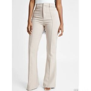 Because Of Alice BOA Cream Wide Leg Suit Trouser Flare Pants Small Minimalist